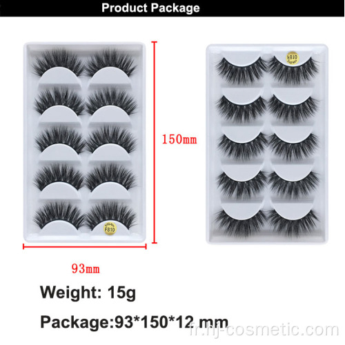 Vegan Eyelashes marque privée maquillage naturel cils de vison 3D 5 paires / boîte